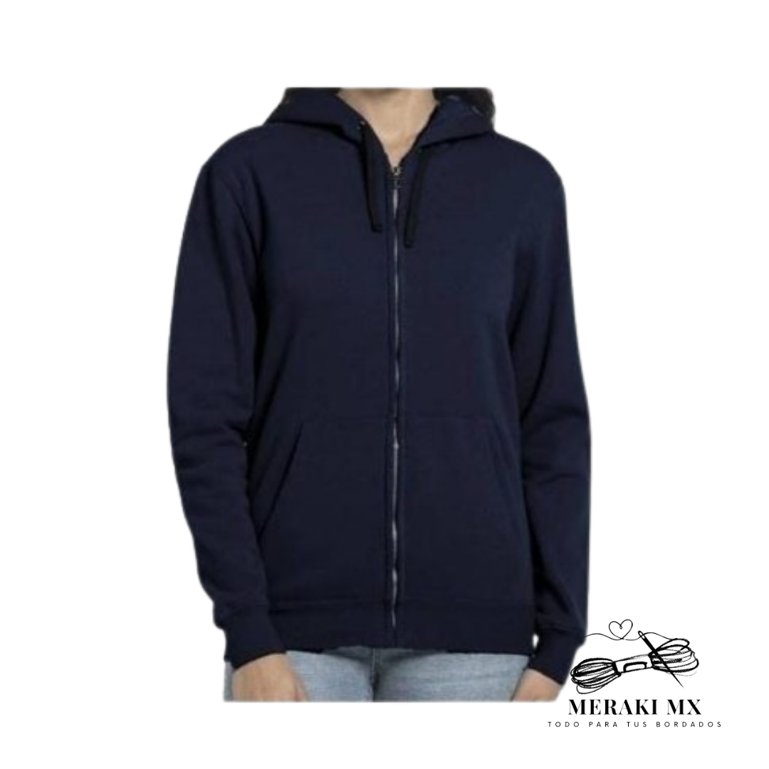 Sudadera marino con capucha y cierre- unisex