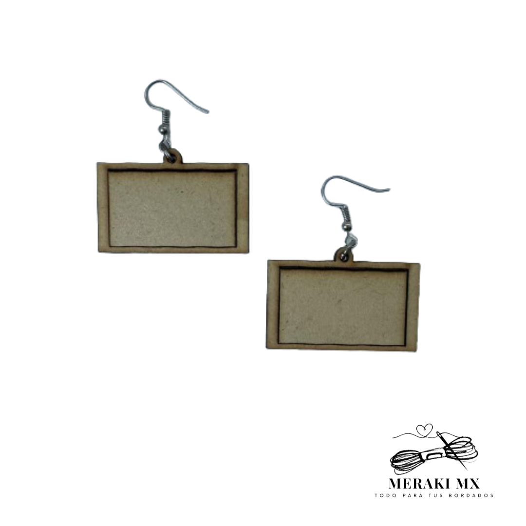 Aretes de madera rectangulares