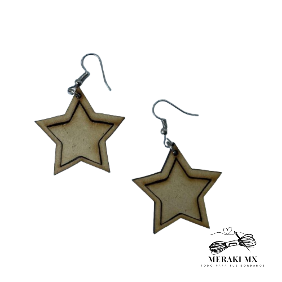 Aretes de madera de estrella