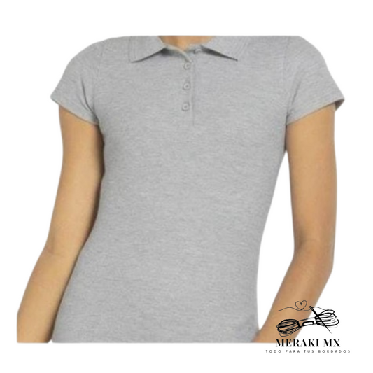 Playera tipo polo color gris para dama- chica