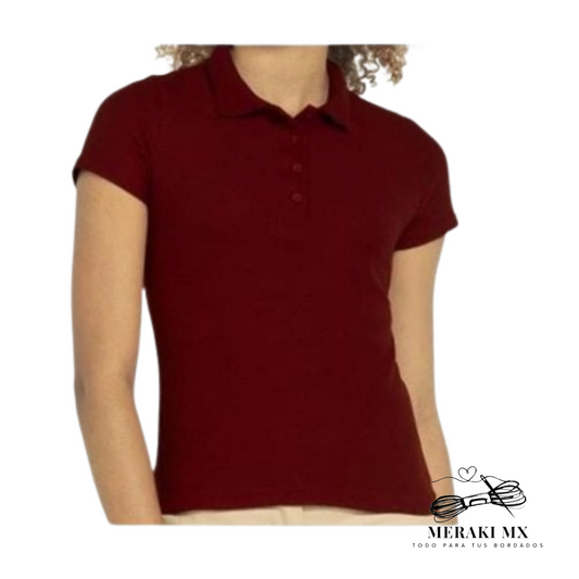 Playera tipo polo color vino para dama- chica